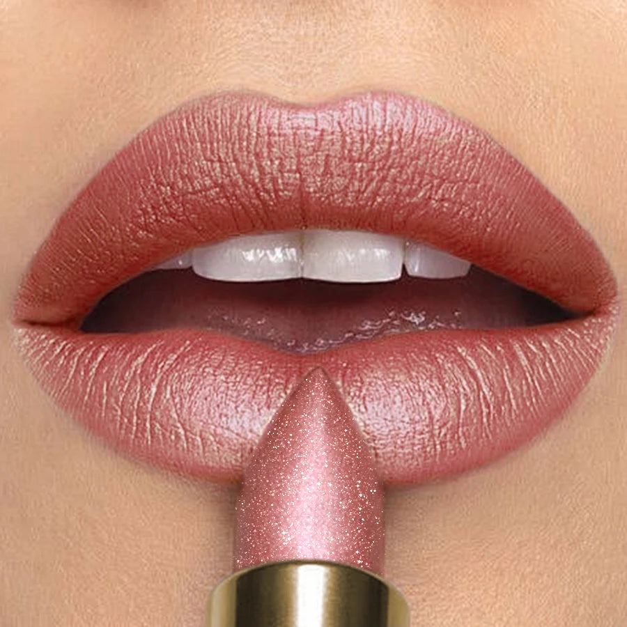 16 Colors 1PC Metallic Glitter Shiny Lipstick Lip Tint, Waterproof Senior Matte Lip Makeup Gifts for Women Cosmetic Lip Glaze