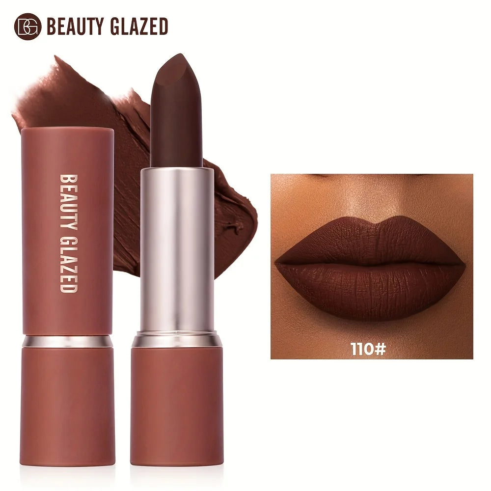 Barely Matte Cocoa Lipstick Creamy Texture Nourishing Care Long Lasting Waterproof  All Skin Types Brown Hue Matte Lipstick