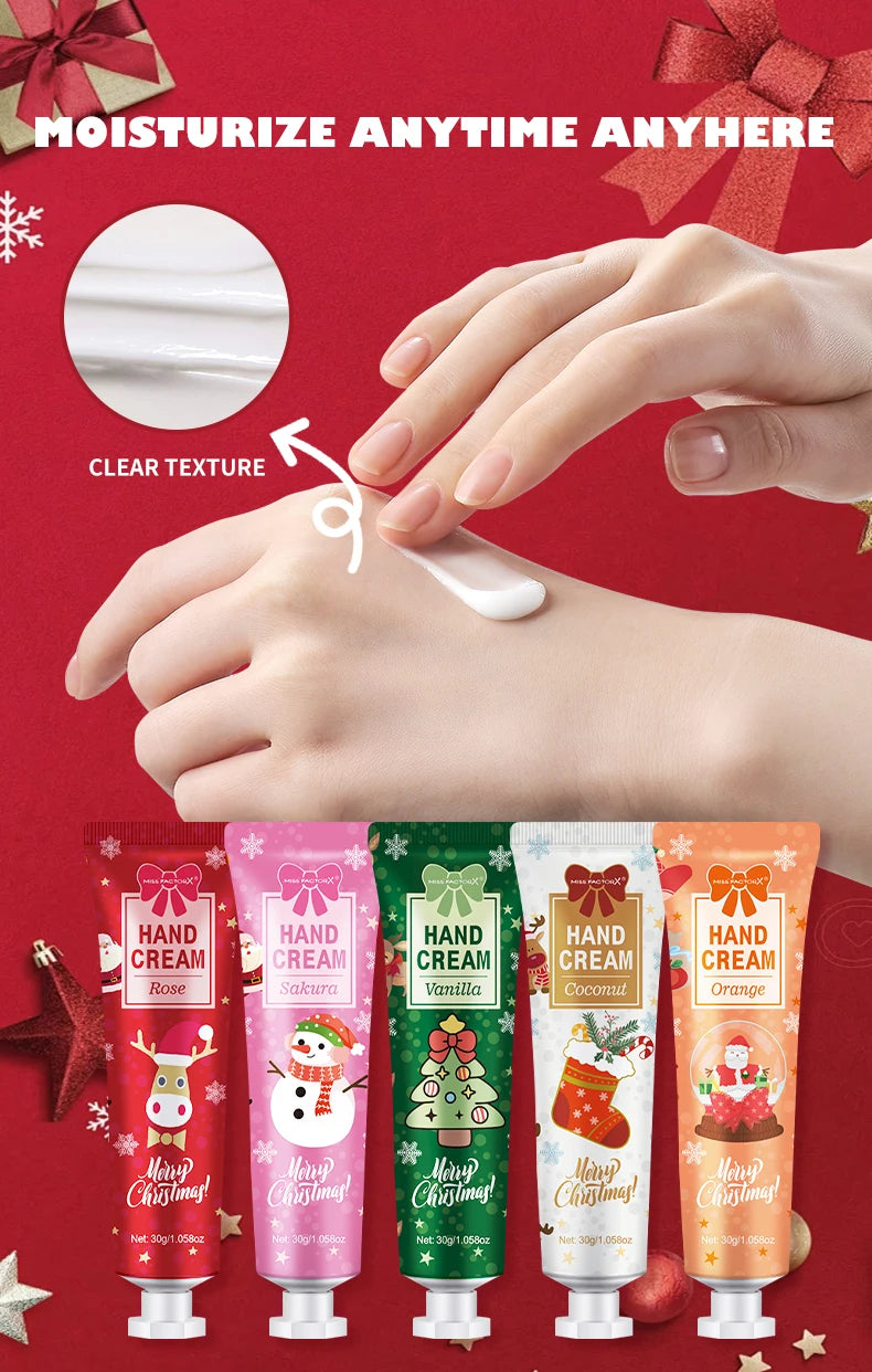 Christmas Gift 5/Box Hand Cream Set, Cream Texture, Hand Cream Travel Pack, Durable Moisturizer-30g/Piece Gift for Women