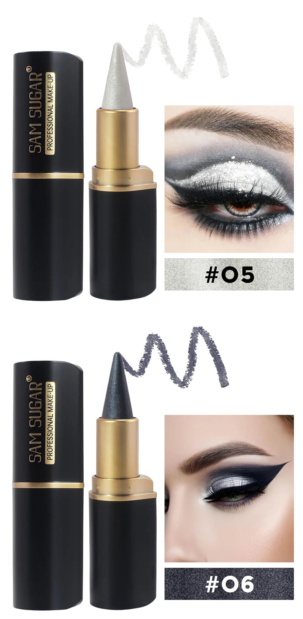 Black Waterproof Eyeliner Pen Long Lasting 24H Smudge Proof Gel Makeup Highlighter For Smokey Eye Look Fast Drying