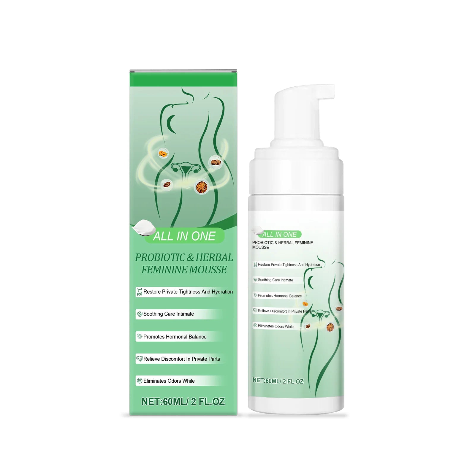 Herbal Women Private Part Care Hygiene Cleansing Mousse PH Balanced Relieve Local Discomfort Remove Odor Daily lasting Protect