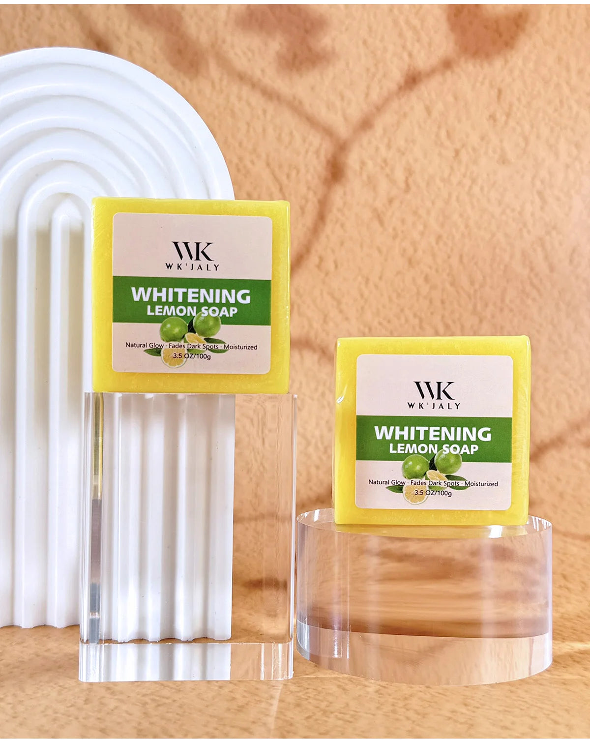 WK JALY Whitening Lemon Soap, Natural Glow, Fade Dark Spots, Moisturized, With Glutathione, Shea Butter Oil, For Face And Body
