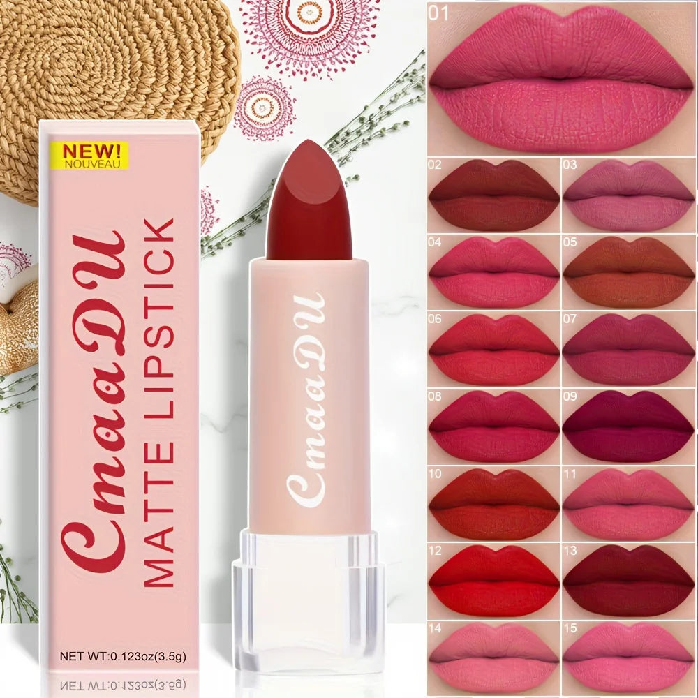 1 Pcs Velvet Matte Lipstick Long-Lasting Non-Stick Cup Waterproof Moisturizing Lip Gloss Fashion Classic Shades For Daily & Date
