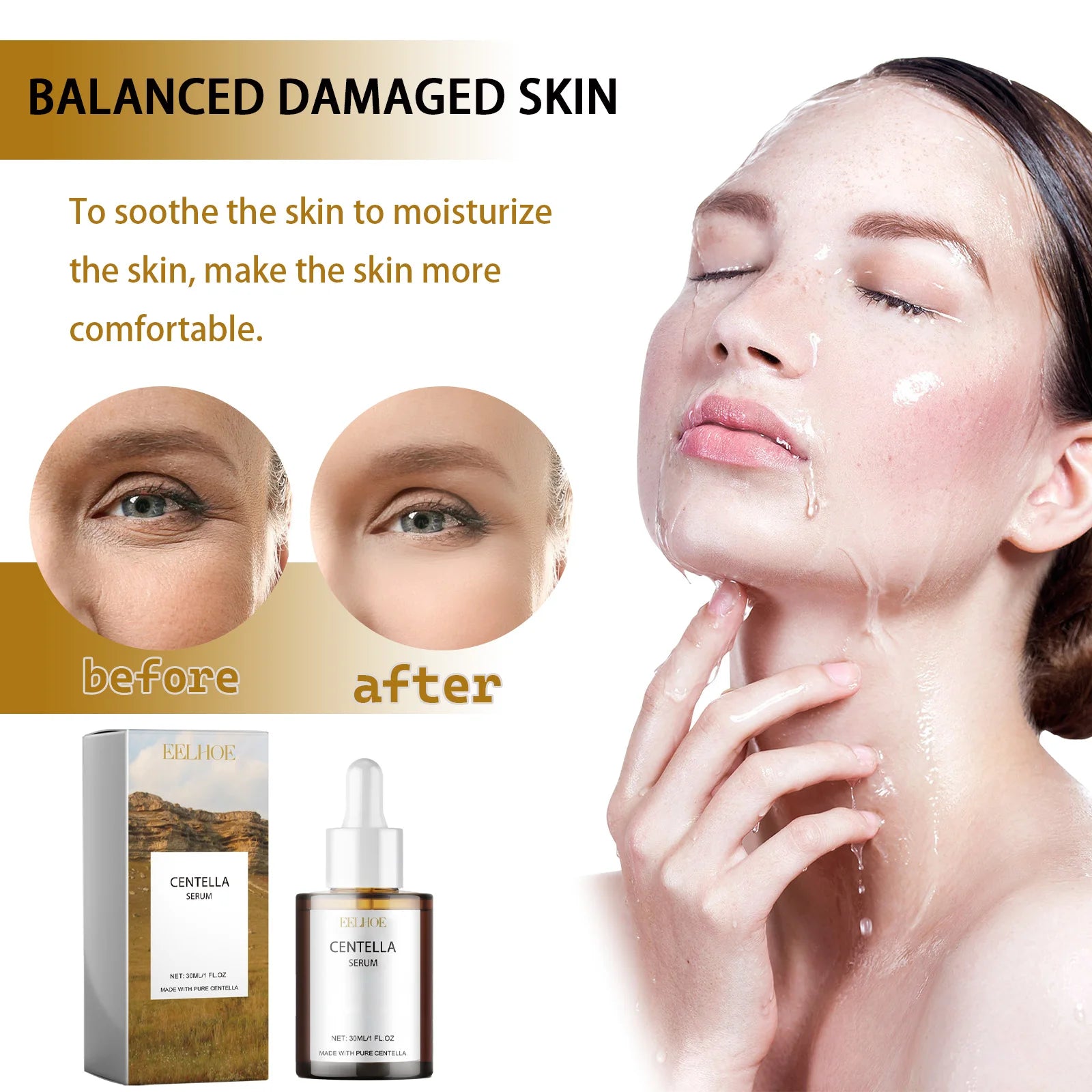 Centella Serum Nourish Improvement Dry Skin Smoothing Tightening Brightening Moisturizing Hyaluronic Acid Face Essence Skin Care