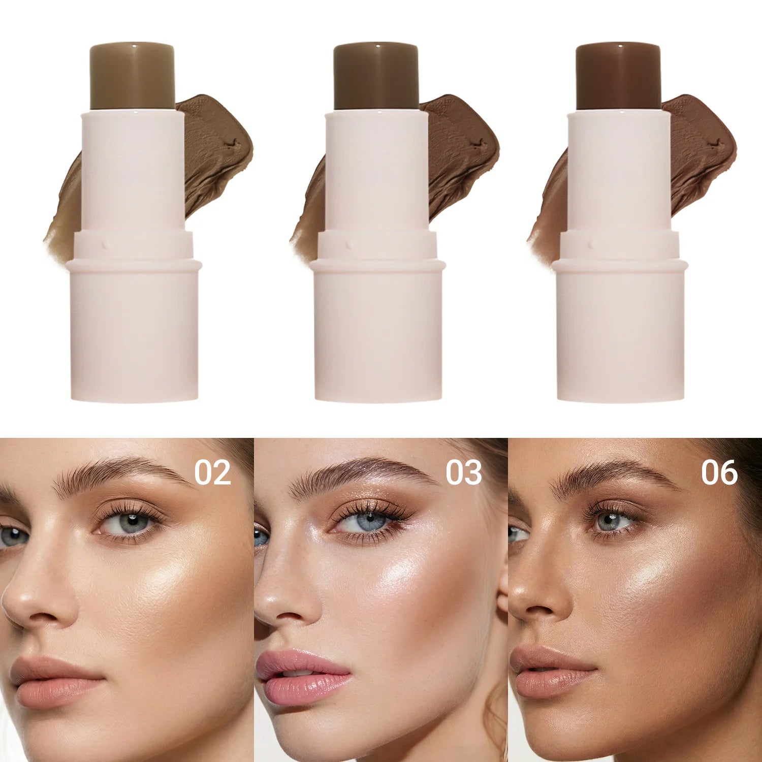 LANGMANNI Tri-Color Multi-Functional Face Brightening Contour Stick Contouring & Brightening Skin-Perfecting Stick