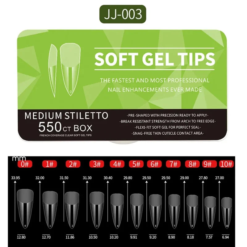 550Piece Medium and short soft gel nail tips Medium Apricot/Coffin Head Full Coverage Matte Extension Tool  Press-On Nail