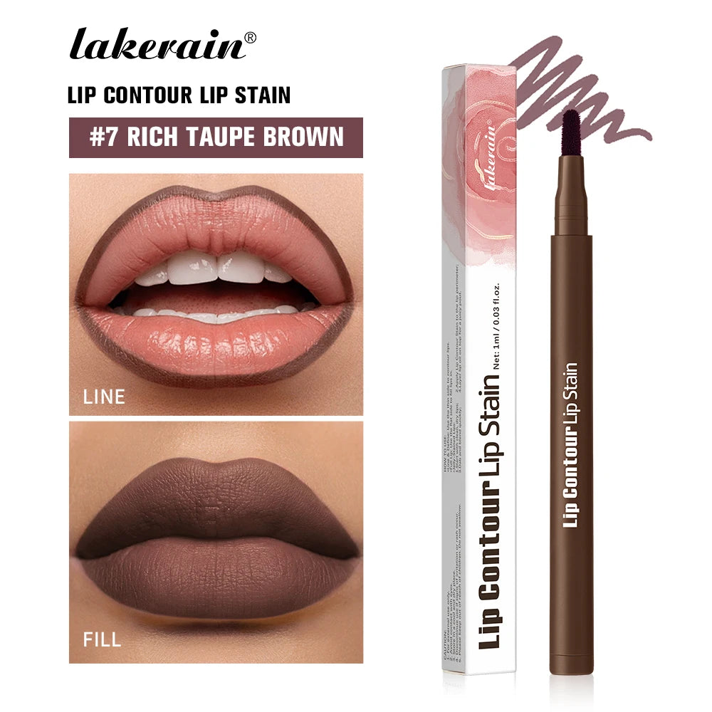 Waterproof 2 In 1 Lip Stain And Liner Pen Long Lasting Smudge Proof Kiss Proof Transfer Resistant 8 Colors Makeup Lip Pencil