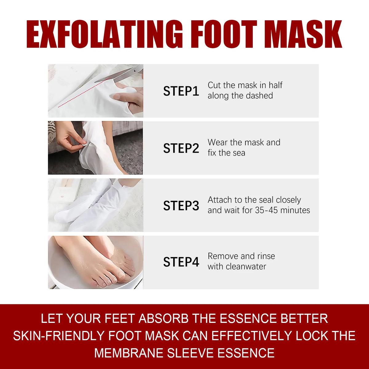 Exfoliating Feet Mask Sock Exfoliation Scrub for Feet Mask Remove Dead Skin Moisturizing Pedicure Anti Crack Foot Patch Spa 5PCS