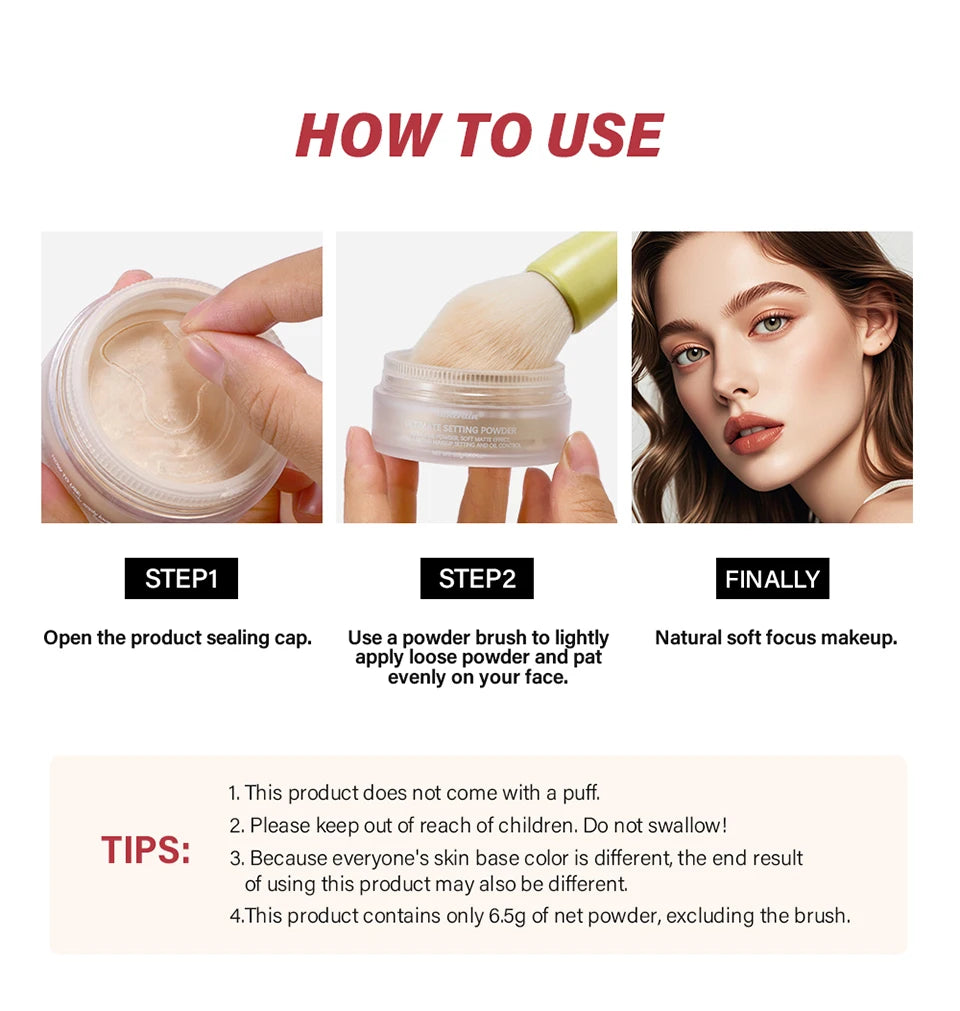 Setting Powder long-Lasting Matte Pink Finish Oil Control Makeup Fixation Removal Pore Modification Setting Cosmetics one size