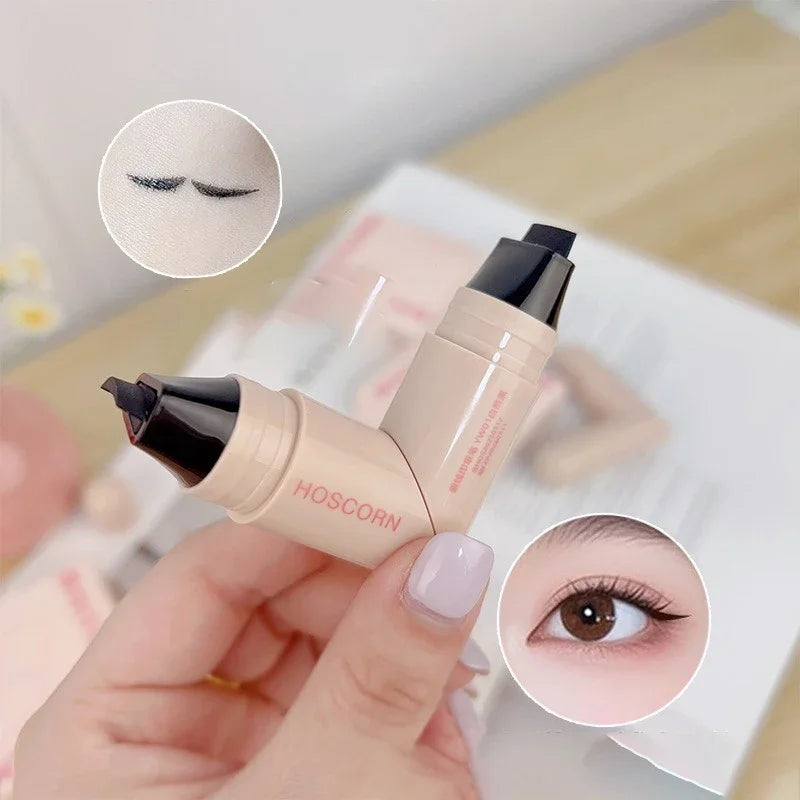 Lazy Integrated Eyeliner Stamp Dual-Head Rotatable Precise Outline Seal Lasting Waterproof Fast Drying Liquid Eye Liner Pen