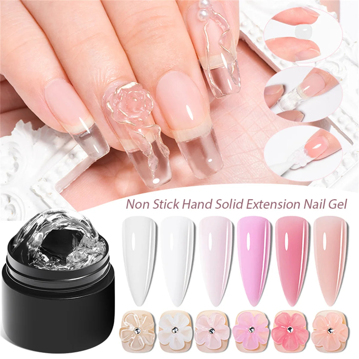 Clear Non-Stick Hand Extension Gel Nail Polish 3D Shaping/Sculpting/Carving UV/LED Gel Milky Jelly Hard Gel Nail Supplies DIY