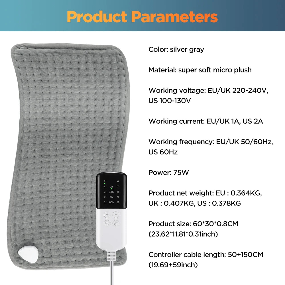 Home Electric Heating Pad Back Shoulder Office Winter Warming Blanket 10 Heat Thermal Mat Abdomen Period Menstrual Belt