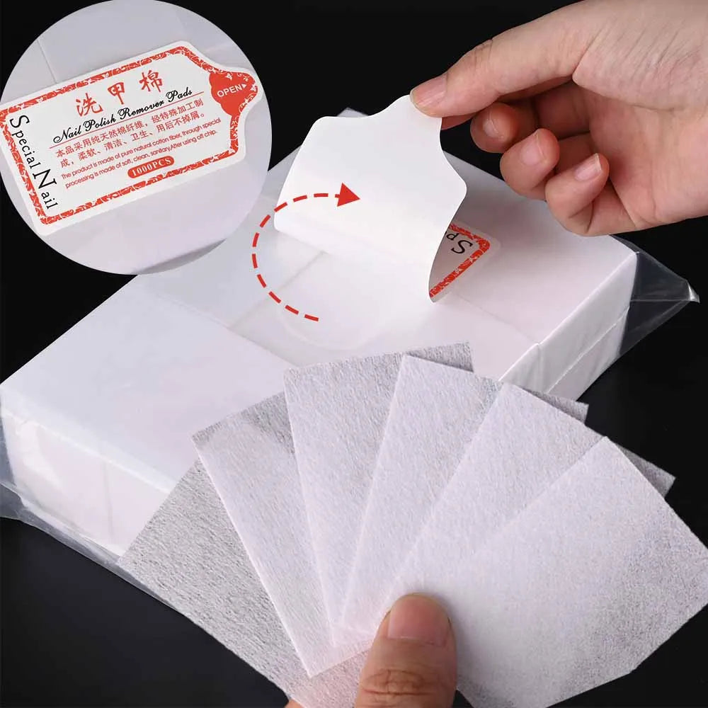100/3000Pcs Professional Nail Wipe 100% Cotton Pads Lint-Free Nail Cotton Gel Polish Remover Nail Art Cleaning Tools
