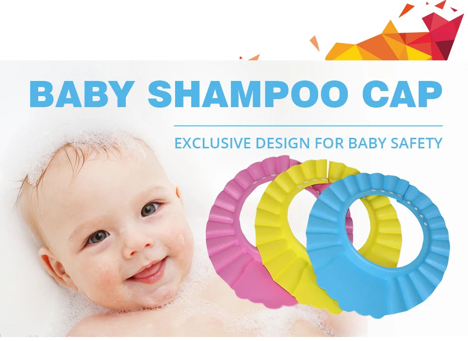 Adjustable Baby EVA Bath Shampoo Cap Waterproof Shower Visor Hat Anti-splash Hair Wash Shield Eye Ear Protection Bathing Hat for