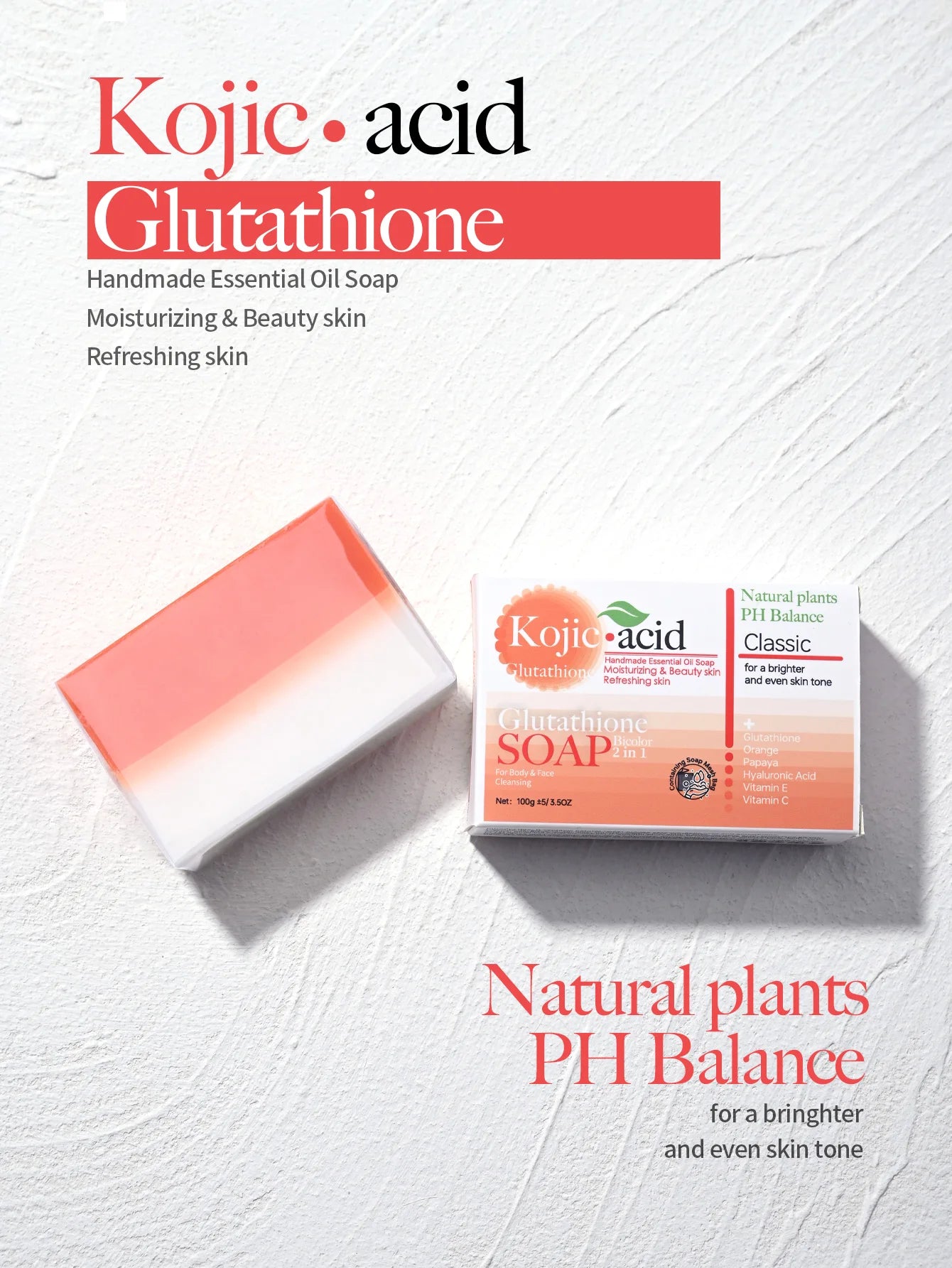 Hot Selling Organic 100g  Kojic Acid+Glutathione Soap Bar Honey Anti-Acne Aid  Whitening Bath Face