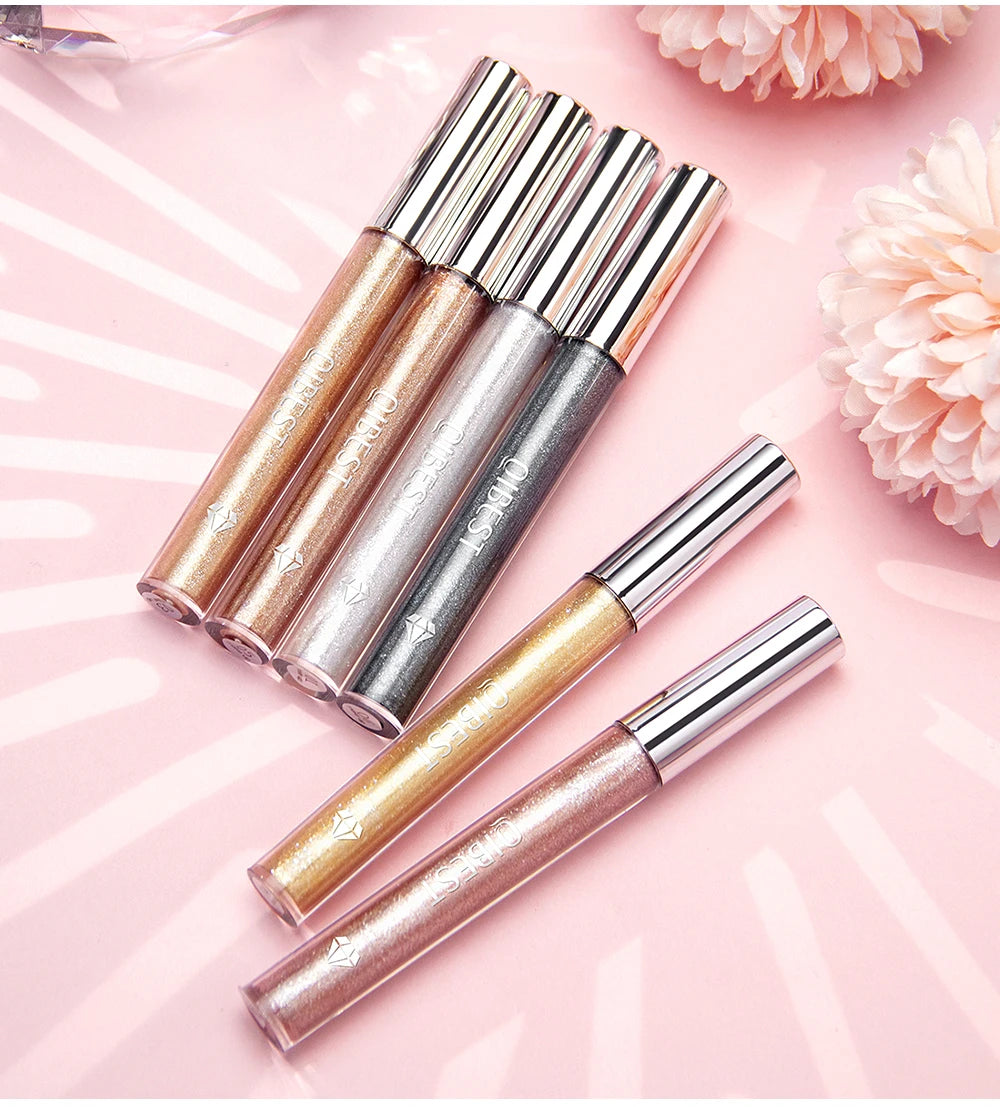 QIBEST Glitter Diamond Liquid Lipstick Waterproof Long Lasting Pearl Shiny Lip Gloss Metal Charming Women Lip Makeup 6 Colors