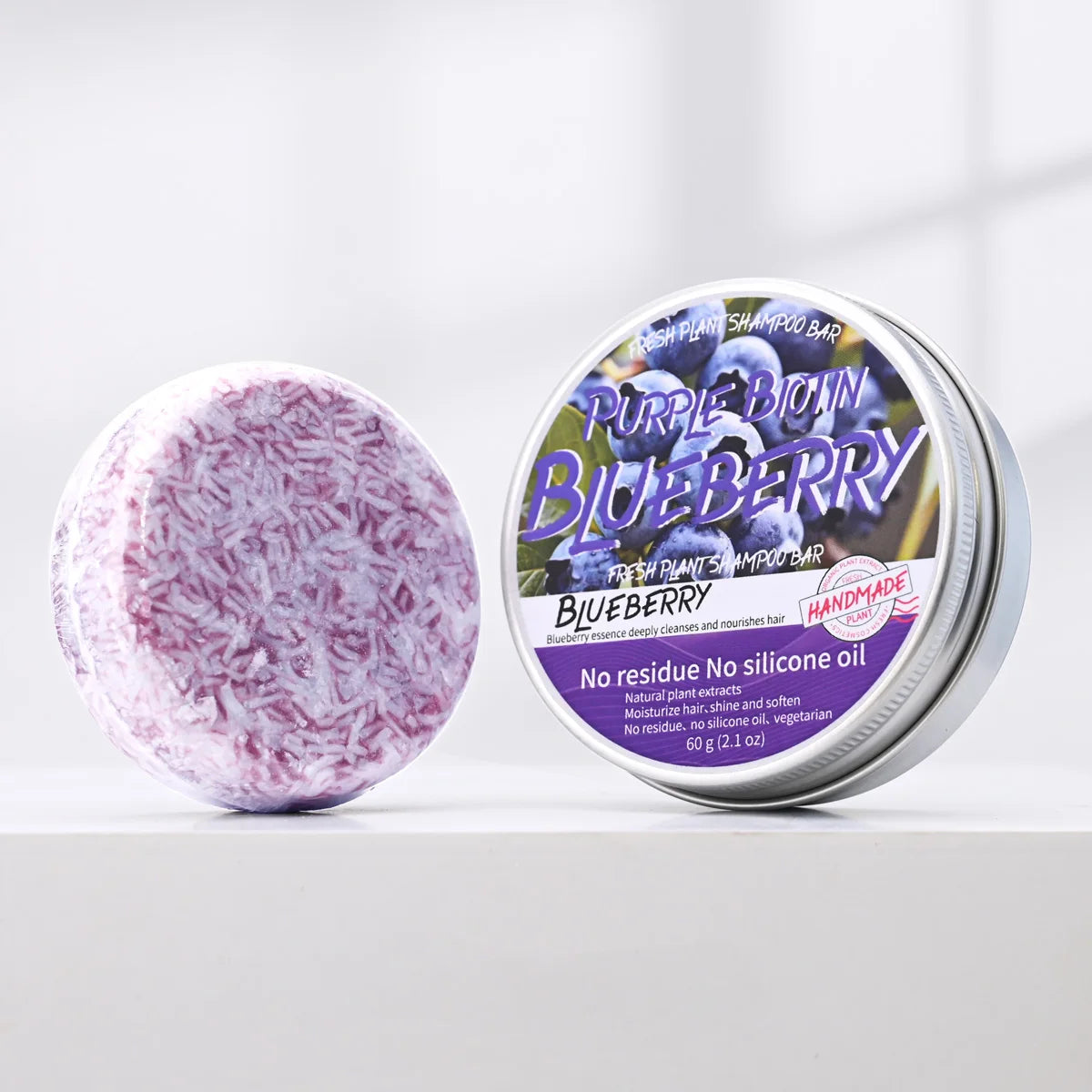 LH-60g Blueberry Shampoo Hair Care Treatment Organic Herbal Handmade Solid Shampoo Soap Anti Hair Loss Dandruff Herb