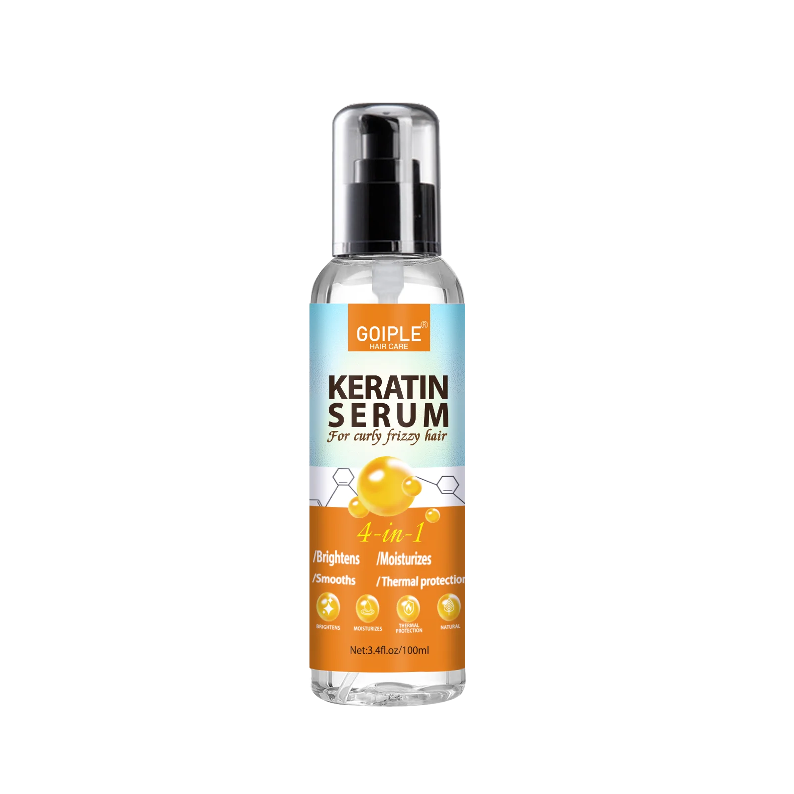 GOIPLE 4 in 1 Water-Based Keratin Serum Moisturizer Repair Dry Damaged Hair Smooth Control Frizz Oil Essence for Curly Frizzy