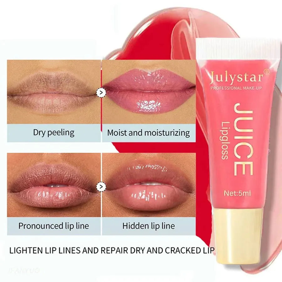 Watery Crystal Clear Jelly Lip Oil Lip Balm Moisturizing And Smoothing Lip Lines Jelly Pout Lip Gloss Glass Lip Fruit Scent