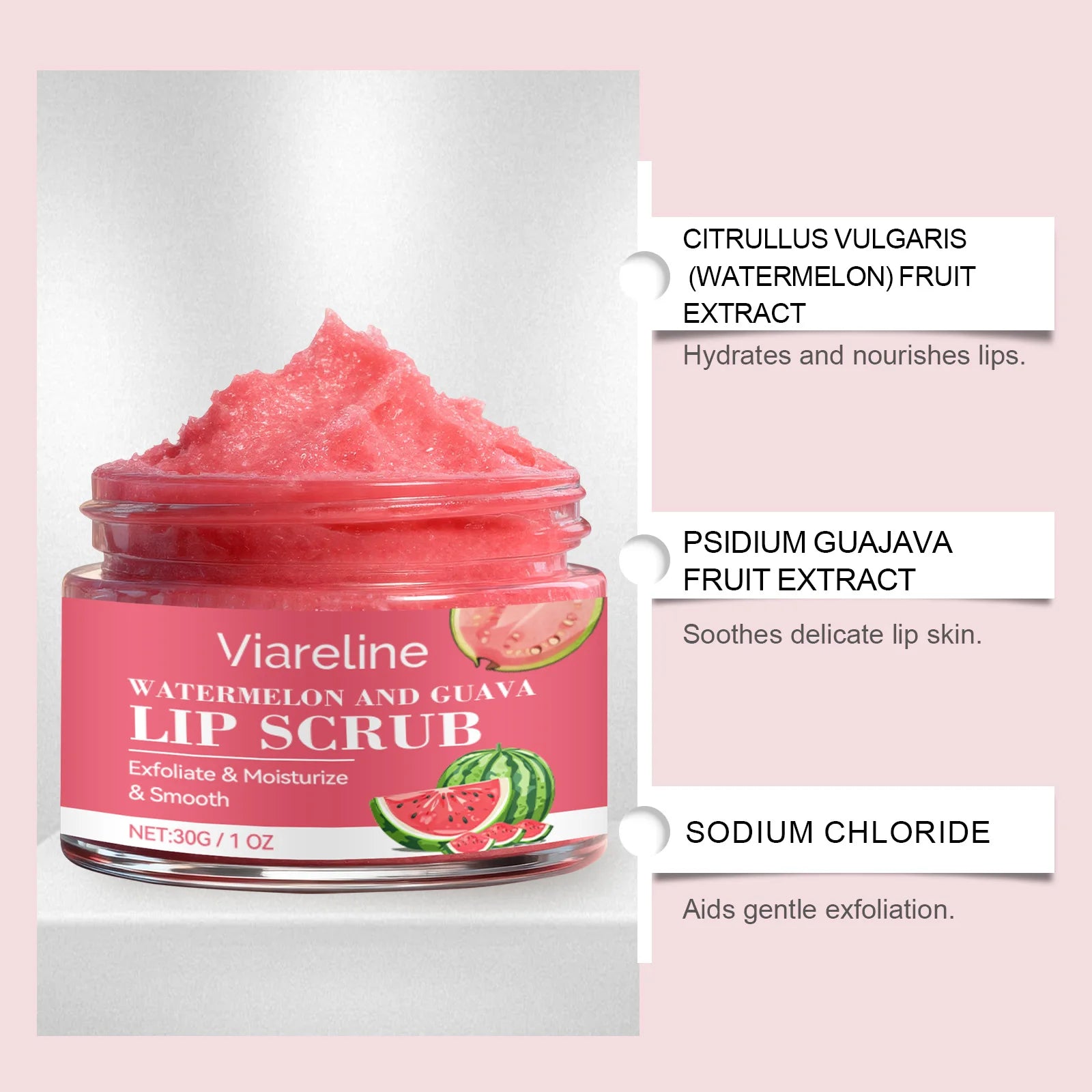 Watermelon Guajava Lip Scrub Natural Fruit Inspired Formula Smoothing Brightening Care For Dry Cracked Lip Repair K-Beauty Care