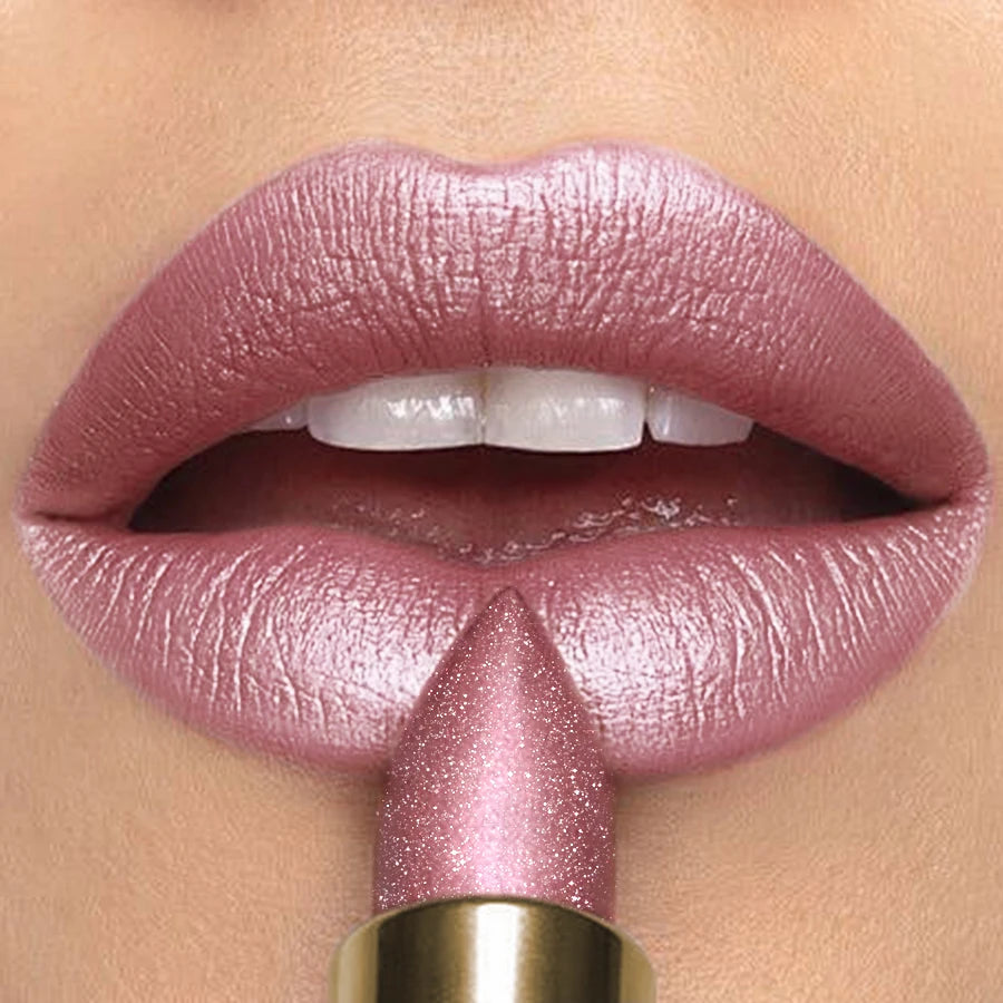 16 Colors 1PC Metallic Glitter Shiny Lipstick Lip Tint, Waterproof Senior Matte Lip Makeup Gifts for Women Cosmetic Lip Glaze