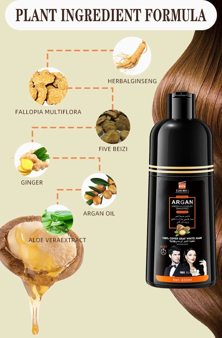 420ml Hair Dye,3-in-1 Hair Dye Shampoo Rapid Hair,Cleansing & Moisturising,Smoothing Black Hair Coloring Shampoo,Hair Care