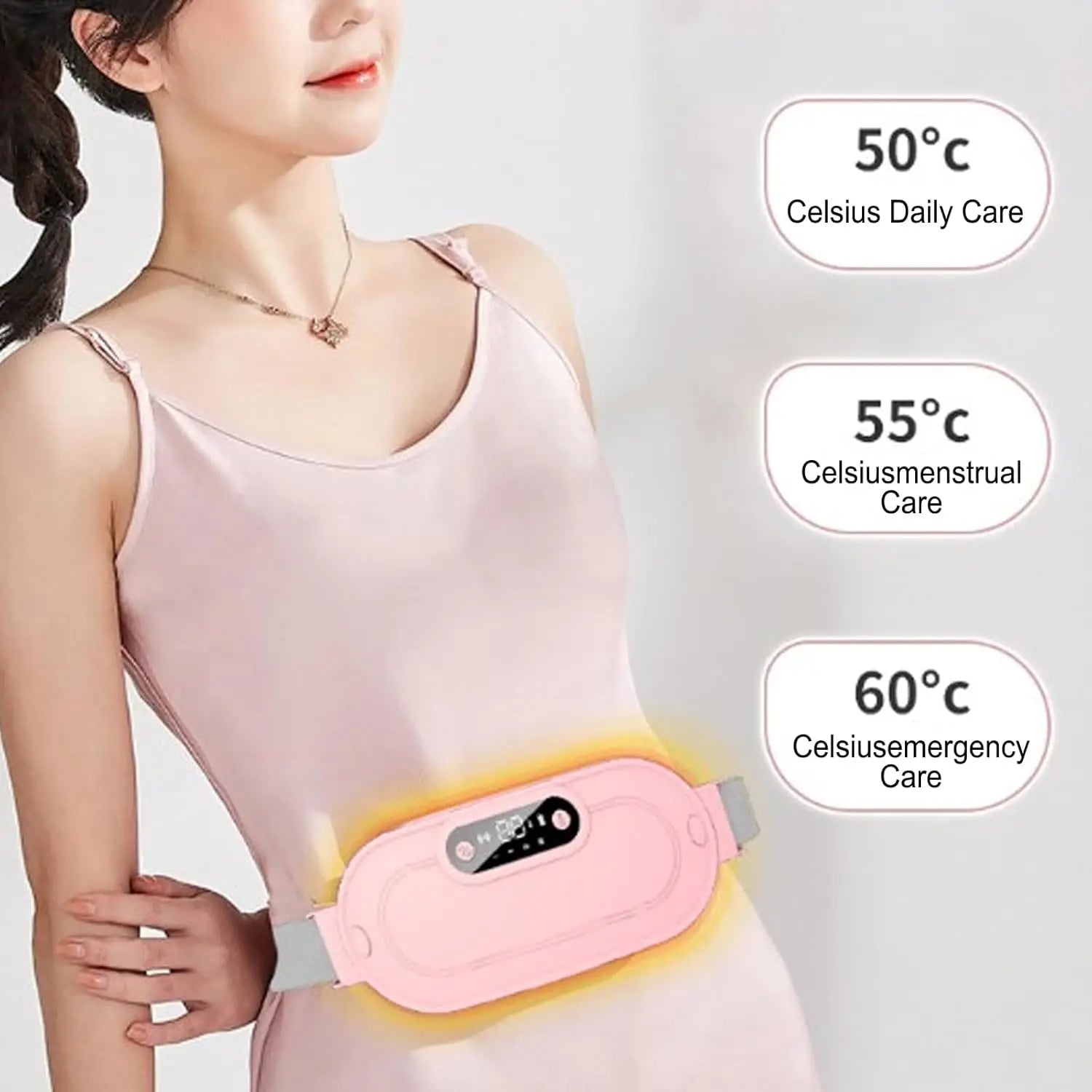 Heating Pad for Period Cramps, 5000 mAh Large Capacity, 5-10h Working Time, Portable Cordless Menstrual Heating Pad with 3Heat L
