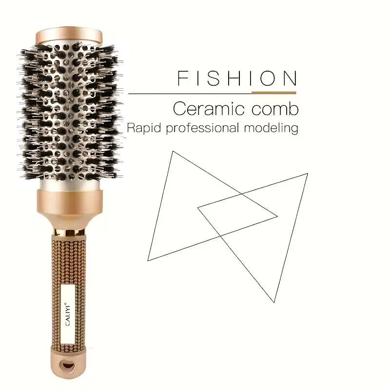 4 Sizes Curling Hair Comb Heat Conductive Aluminum Barrel Volumizing Curling Styling Brush with Air Vent Boar Bristle Hair Brush