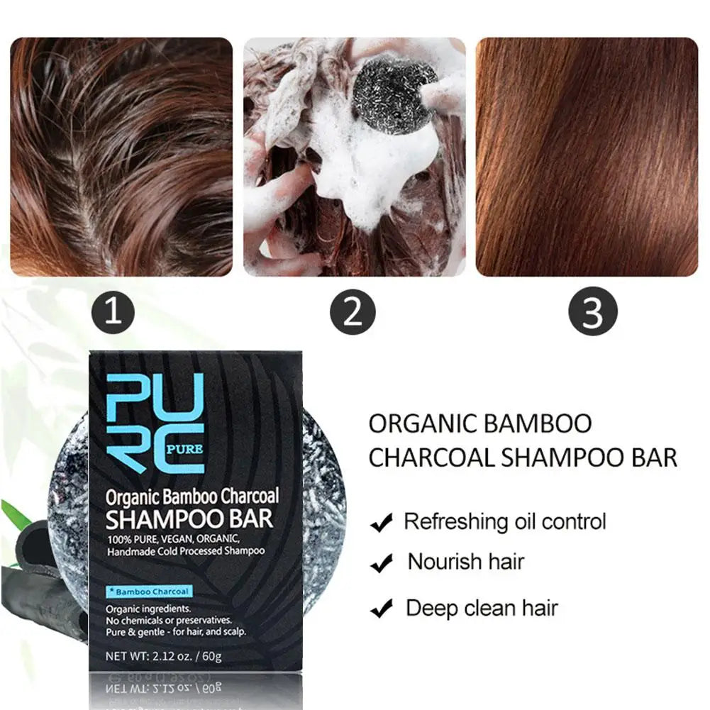 1PCS PURC Gray White Hair Shampoo Bar Bamboo Charcoal Detox Black Scalp Care Hair & Hair Bar Clean Shiny Treatment Soap W8S2