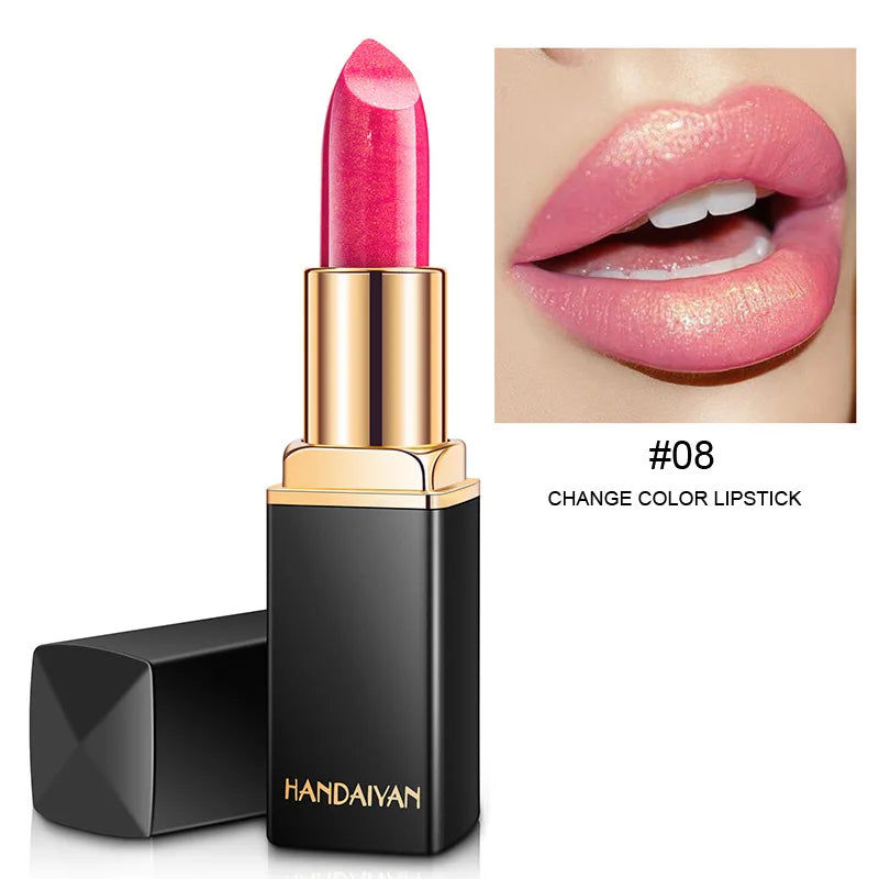 Black Tube Gold Shiny Lipstick Waterproof Long Lasting Moisturizing Glitter Pearlescent Nude Pink Shimmer Lipstick Luxury Makeup