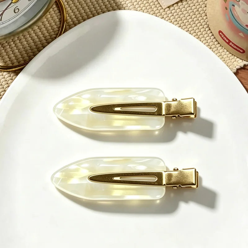2/6pcs Golden Alloy Seamless Hair Clips For Women Luxury Retro Daily Wear Bangs Clip Side Clips Fashion Girl Duckbill Clip