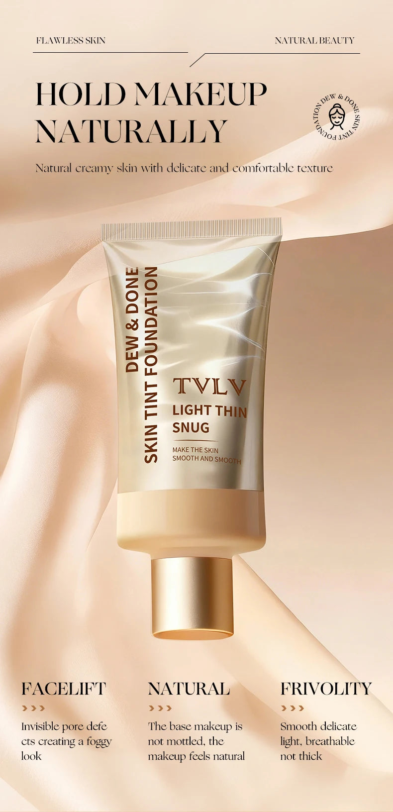 Moisturizing Skin Tint Foundation for All Skin Types, Moisturizing Light Texture Natural Concealer Long Wear Face Makeup