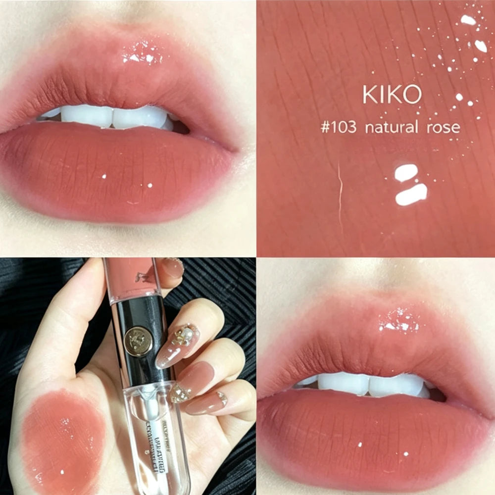 Luxury KIKO Milano Unlimited Double Touch 103 Milk Tea Double Headed Lipstick Mirror Non-Stick Long-Lasting Moisturizing Daily