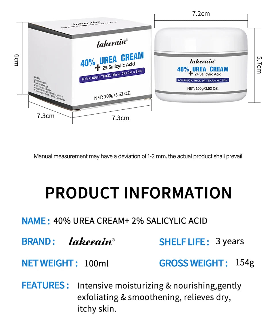 New 42% Urea Cream + 2% Salicylic acid Foot and hand Moisturizer, deep moisturizer and Nourishing moisturizer