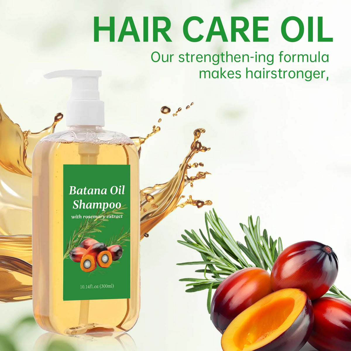 300ML Batana Oil Shampoo Nourishing Hair Growth Strengthens Restore Damaged Split Hair Scalp Cleansing Dandruff Control Care