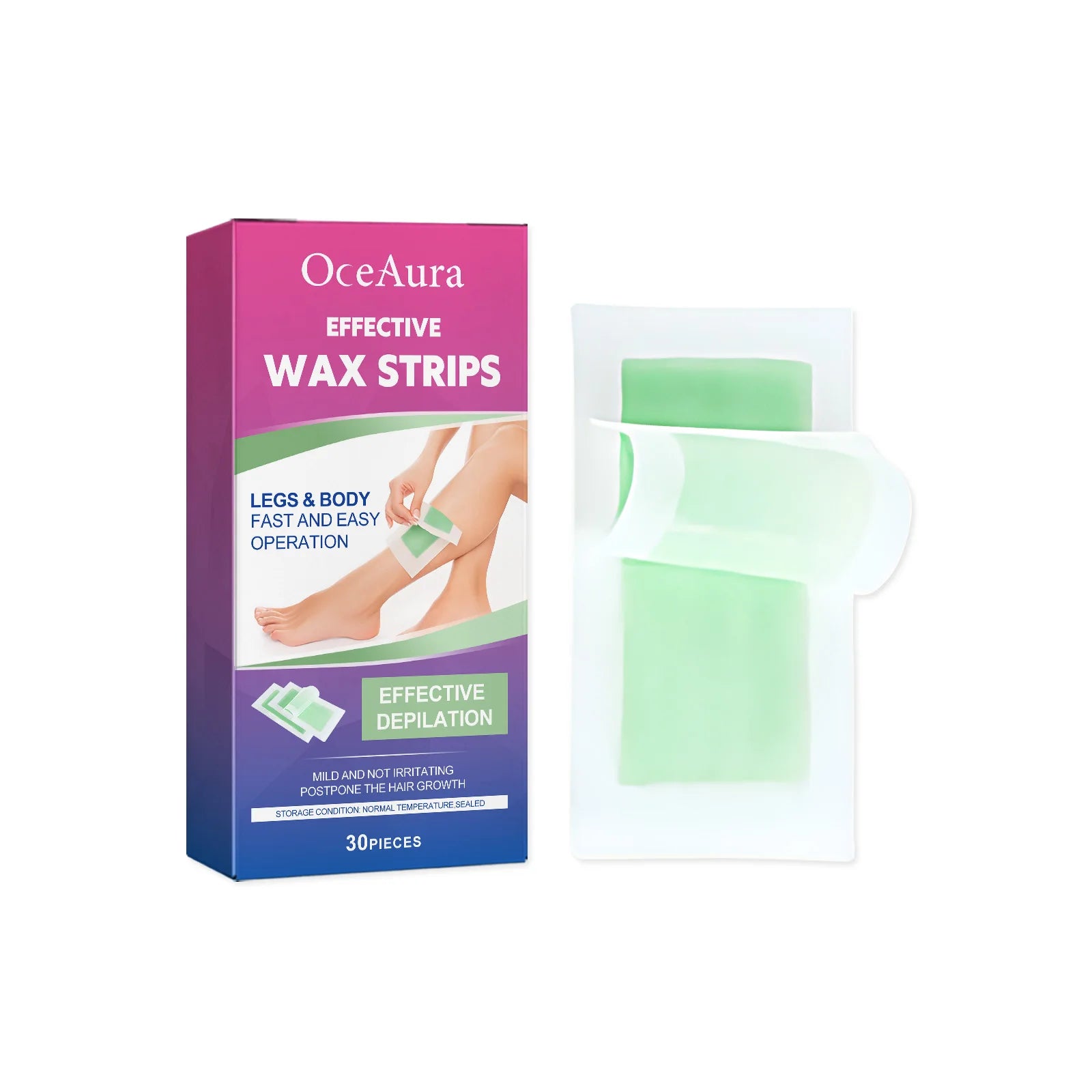 Hair Removal Wax Strip Professional Depilatory Cold Wax Strip Long Lasting Smooth Effective Gentle Body Facial Depilatory