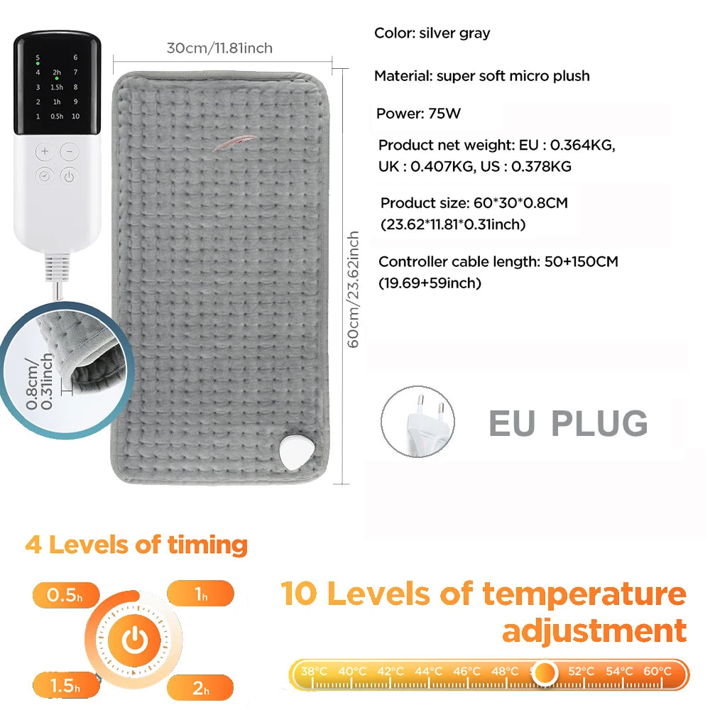 Home Electric Heating Pad Back Shoulder Office Winter Warming Blanket 10 Heat Thermal Mat Abdomen Period Menstrual Belt