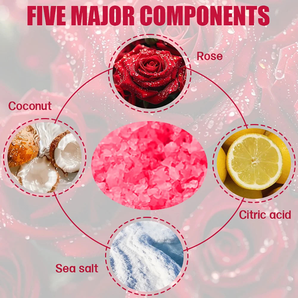 60g Rose Infused Sea Salt Bath Salt Removes Dead Skin Rich In Rose Extract Deep Cleansing Soak Salt for Manicure Pedicure