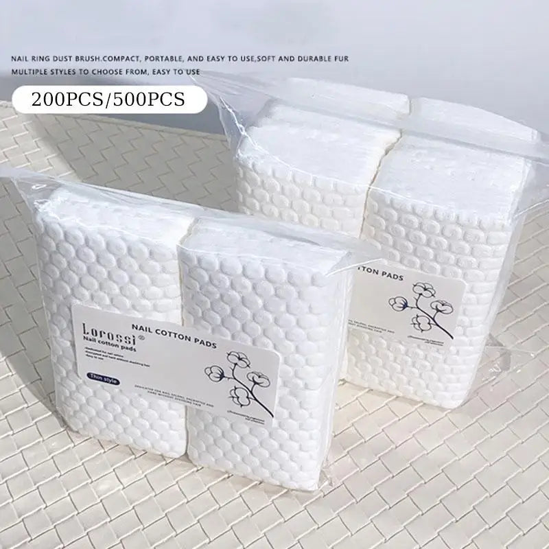 ●200/500Pcs White Nail Cotton Pad  For Nail Wipe Lint-Free Nail CottonGel Polish RemoverNail Art Cleaning Tool