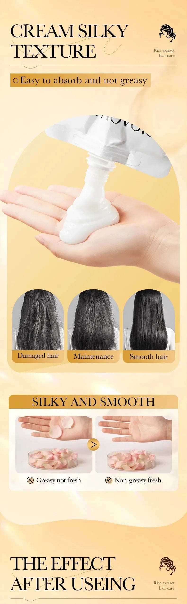 Rice Magic Keratin Hair Mask 5 Seconds Repair Damaged Frizzy Hair Soft Smooth Shine Moisturizing Nourishing Hair Root Care