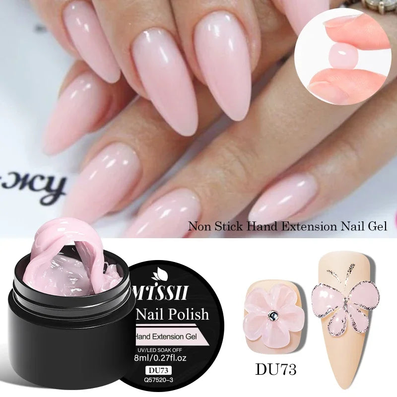 Clear Non-Stick Hand Extension Gel Nail Polish 3D Shaping/Sculpting/Carving UV/LED Gel Milky Jelly Hard Gel Nail Supplies DIY