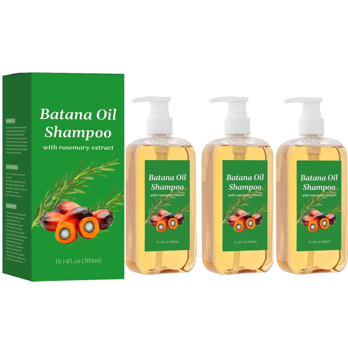 300ML Batana Oil Shampoo Nourishing Hair Growth Strengthens Restore Damaged Split Hair Scalp Cleansing Dandruff Control Care