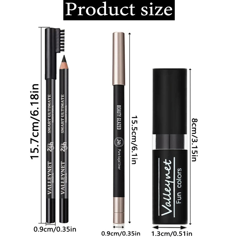 [Dark Punk Makeup Set] 3pcs Dark Makeup Set,Matte Black Lipstick,Lip Liner,Long Lasting Waterproof Eyeliner & Smoky|Halloween