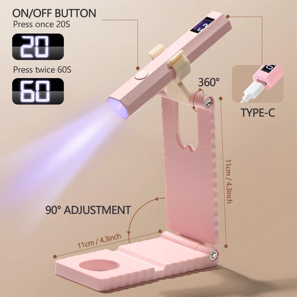 YIKOOLIN Convenient Rechargeable Nail Dryer UV LED Handheld Lamp Fast Curing All Gel Polish Mini Manicure Tool USB Portable Ligh