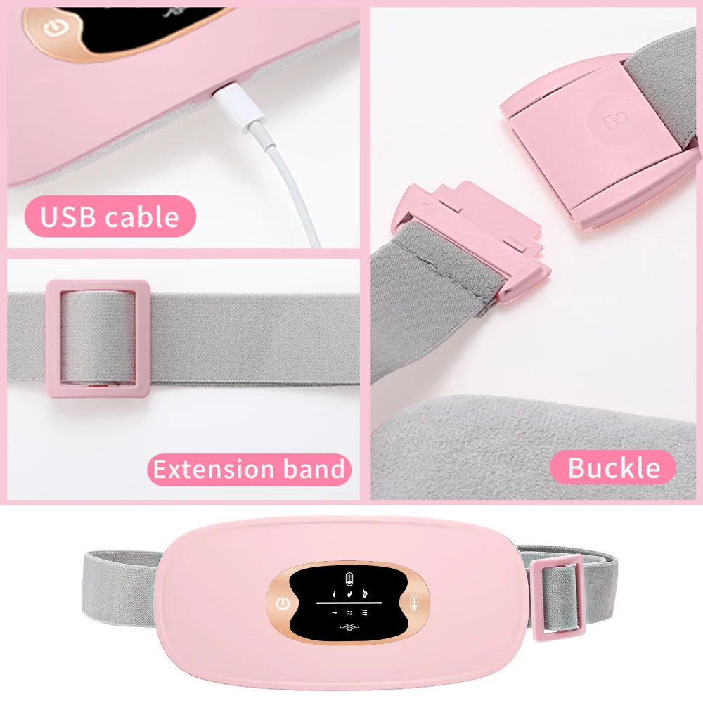 Women Menstrual Heating Pads Effective Hot Compress Period Relief Belt Rechargeable Heated Waist Massager Gifts for Female