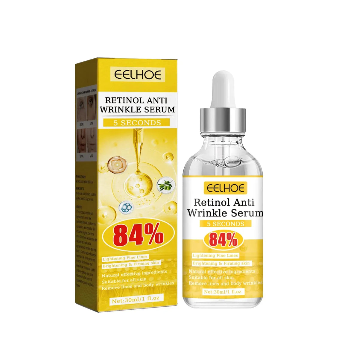 EELHOE Retinol Anti‑Wrinkle Serum Deep Soothing Fine‑Line Minimizer Pore Reduction Improve Dullness Facial Nourishing Essence