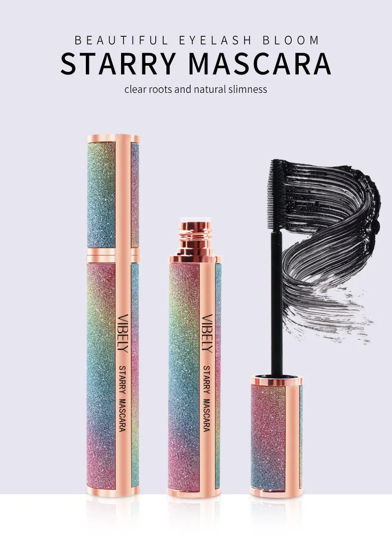 4D Brilliant Starry Sky Black Mascara Slim, Thick, Curled, Waterproof, Long Lasting, Non Staying Mascara