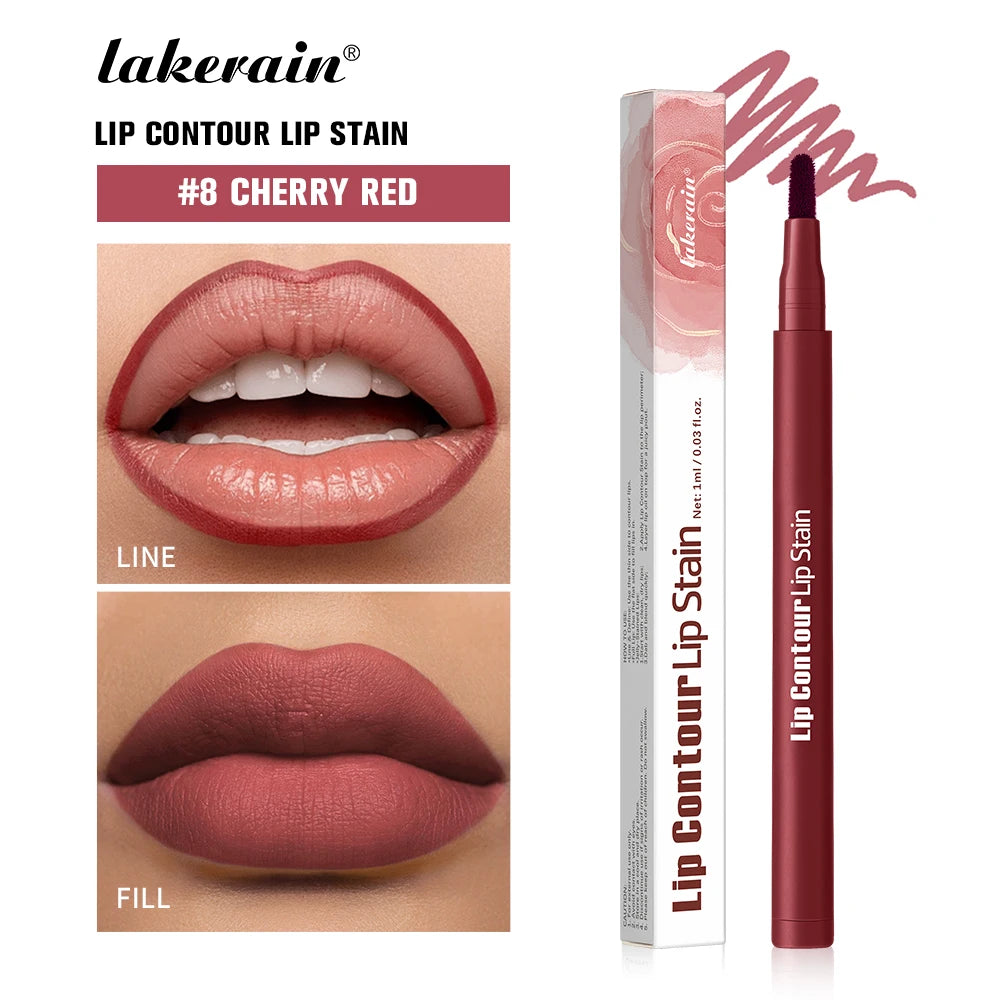Waterproof 2 In 1 Lip Stain And Liner Pen Long Lasting Smudge Proof Kiss Proof Transfer Resistant 8 Colors Makeup Lip Pencil