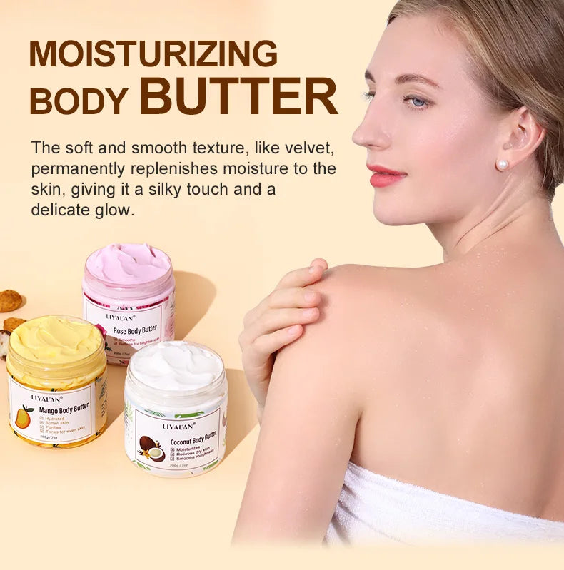 Shea Body Butter Soothes Dry Skin Nourish Moisturizer Smooth Rough Deep Hydration Cream Coconut Rose Mango Skin Care Body Lotion