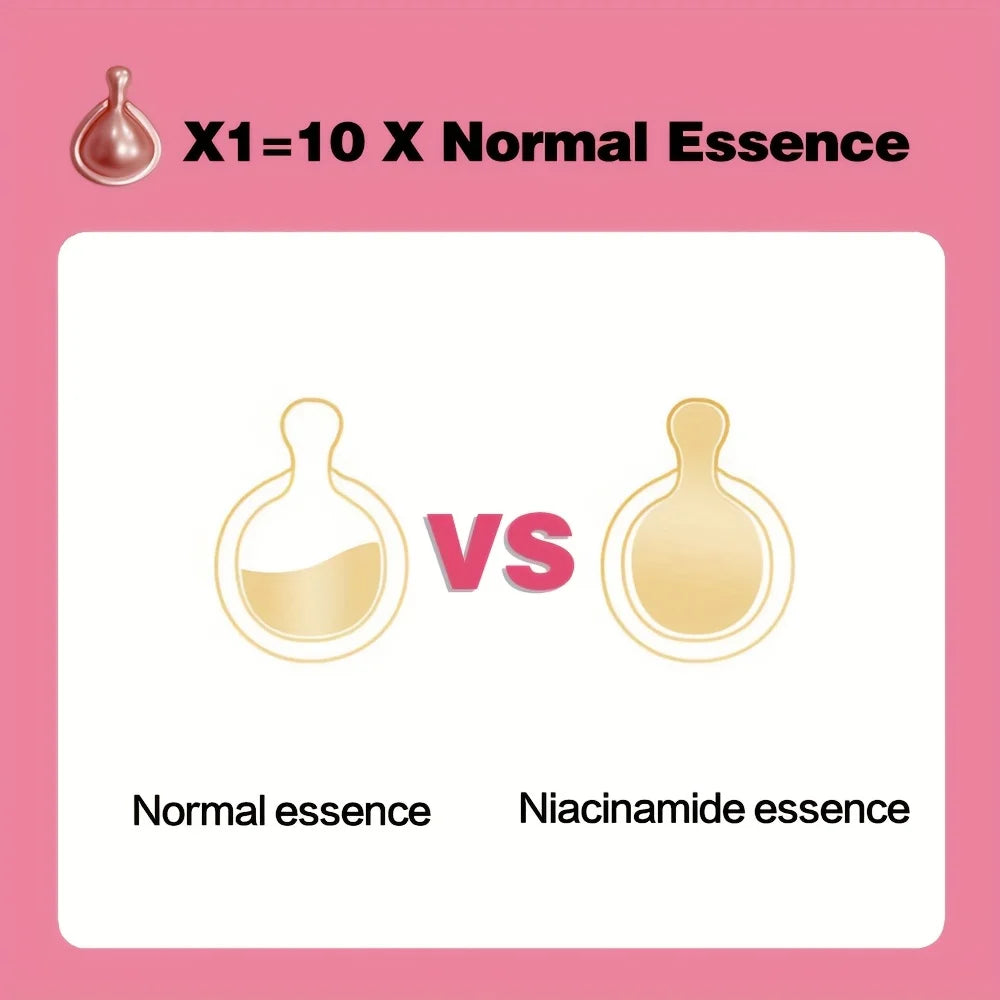 Niacinamide Facial Essence Capsules, Containing Retinol, Olive Fruit Oil, Gardenia Extract, Brighten Skin Tone, Moisturize and Hydrate, Smooth and Refine Skin (0.5Gx30 Capsules)/Bag-1 Bag